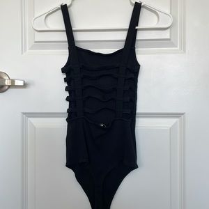 Black body suit, ladder back